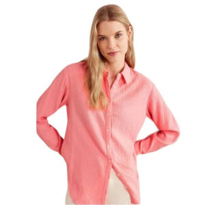 Boden NEW Pink Oversized Cotton Texture Shirt Size 4